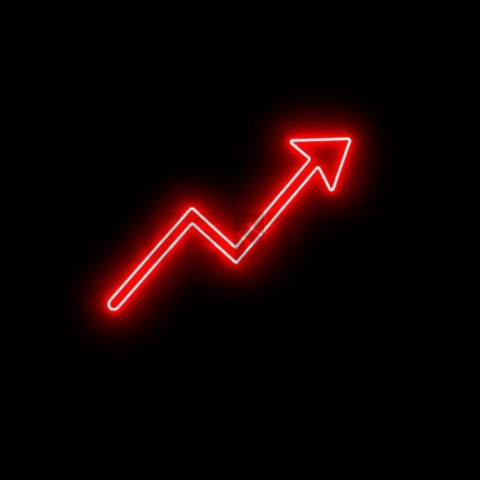 Growth Arrow Icon Red Neon Ultra Intense Glow Dark Line Icon 2025 – 8K