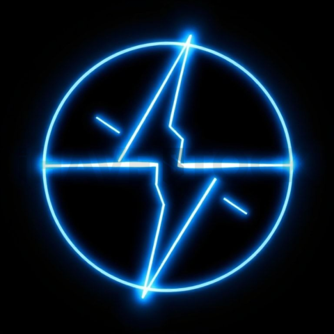 Lightning Speed Icon Blue Electric Strong Glow Dark Line Icon 2025 – 8K
