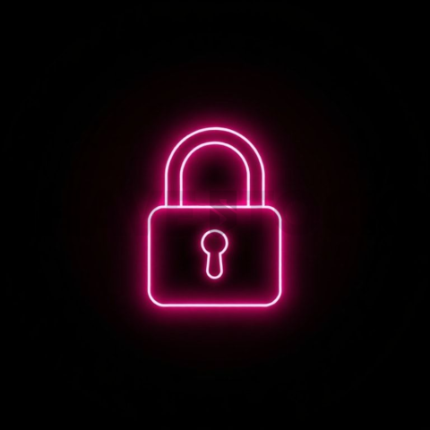 Lock Privacy Icon Magenta Medium Glow Dark Line Icon 2025 – 8K