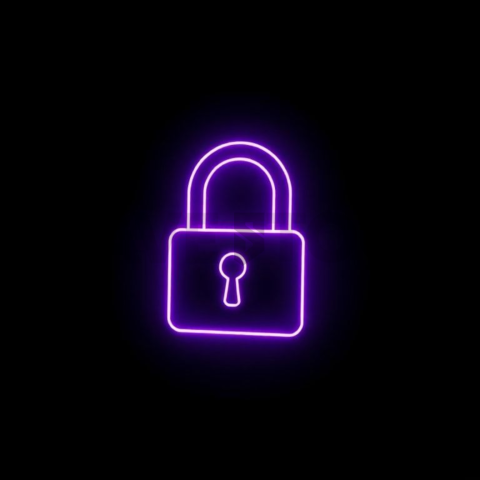Lock Privacy Icon Purple Strong Glow Dark Line Icon 2025 – 8K
