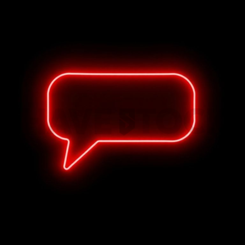 Message Bubble Icon Red Neon Medium Glow Dark Line Icon 2025 – 8K
