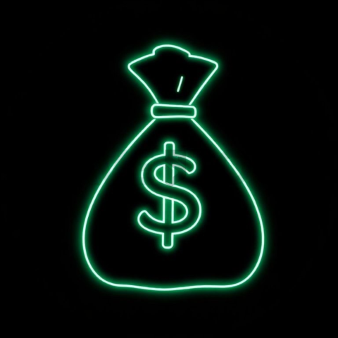 Money Bag Line Icon Emerald Ultra Intense Glow Dark Line Icon 2025 – 8K