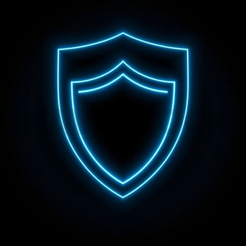Shield Security Icon Cyan Medium Glow Dark Line Icon 2025 – 8K