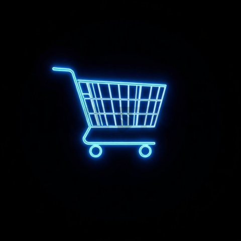 Shopping Cart Icon Blue Electric Medium Glow Dark Line Icon 2025 – 8K