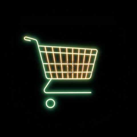 Shopping Cart Icon Emerald Ultra Intense Glow Dark Line Icon 2025 – 8K
