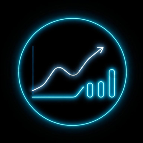 Analytics Chart Icon Cyan Subtle Glow Dark Line Icon 2025 – 8K