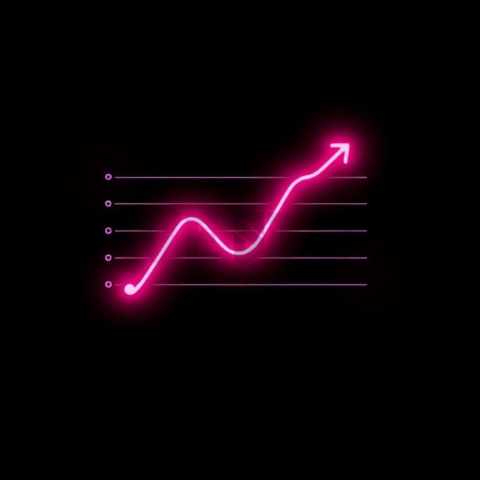 Analytics Chart Icon Magenta Strong Glow Dark Line Icon 2025 – 8K