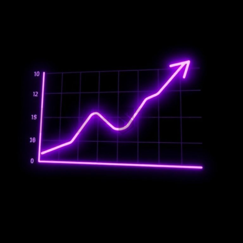 Analytics Chart Icon Purple Ultra Intense Glow Dark Line Icon 2025 – 8K