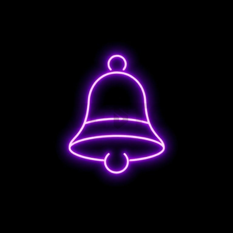 Bell Notification Icon Purple Ultra Intense Glow Dark Line Icon 2025 – 8K