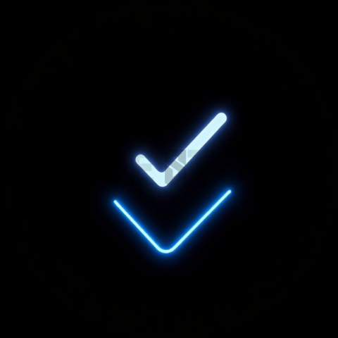 Checkmark Success Icon Blue Electric Subtle Glow Dark Line Icon 2025 – 8K