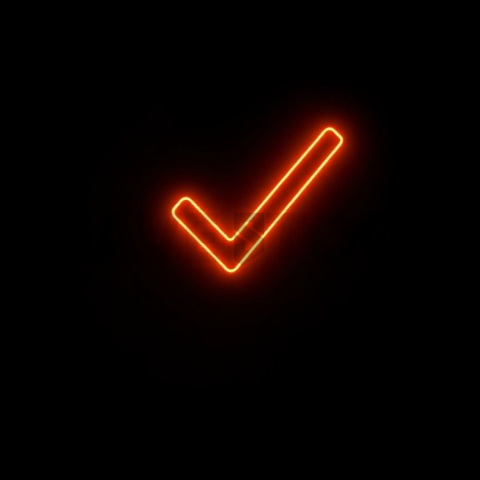 Checkmark Success Icon Amber Strong Glow Dark Line Icon 2025 – 8K