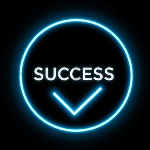 Checkmark Success Icon Cyan Medium Glow Dark Line Icon 2025 – 8K