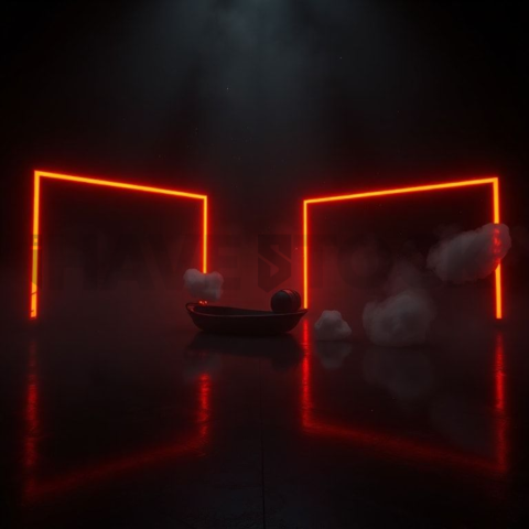 Iphone 16 Pro Max Dramatic Shadow Render Orange Fire Glow 2025 – 8K Minimal Black UI Mockup