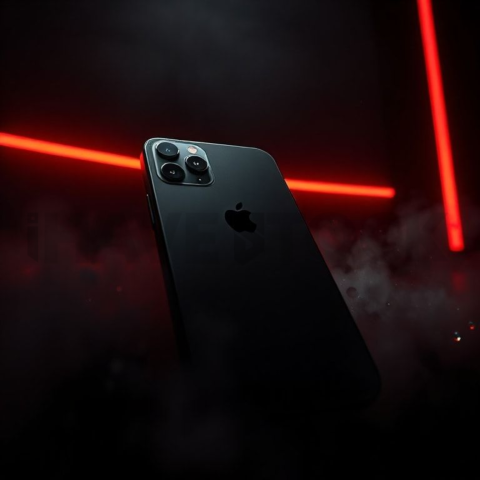 Iphone 16 Pro Max Dramatic Shadow Render Red Glow 2025 – 8K Minimal Black UI Mockup