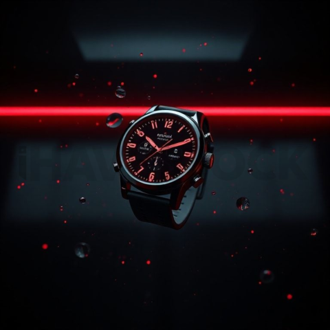 Floating Smartwatch Dark Mockup Red Glow 2025 – 8K Minimal Black UI Mockup