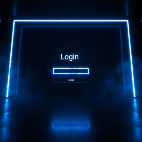 Minimal Dark Login Form Ui Blue Electric Glow 2025 – 8K Minimal Black UI Mockup
