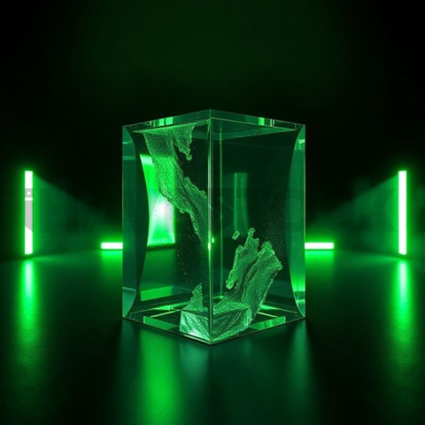 Minimalism Glassmorphism Block Green Neon Glow 2025 – 8K Minimal Black UI Mockup