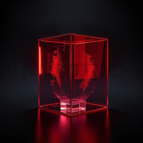 Minimalism Glassmorphism Block Red Glow 2025 – 8K Minimal Black UI Mockup