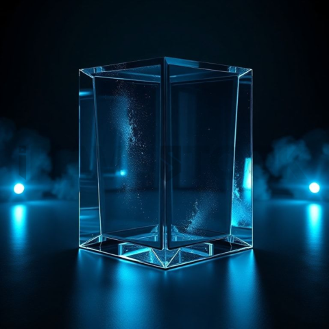 Minimalism Glassmorphism Block Cyan Glow 2025 – 8K Minimal Black UI Mockup