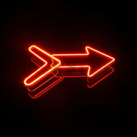 Neon Arrow Directional Icon Amber Glow 2025 – 8K Minimal Black UI Mockup