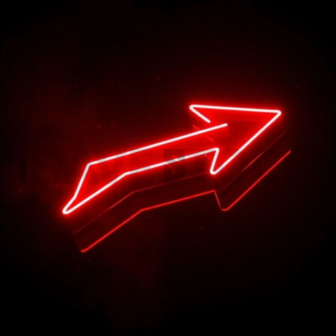 Neon Arrow Directional Icon Red Glow 2025 – 8K Minimal Black UI Mockup