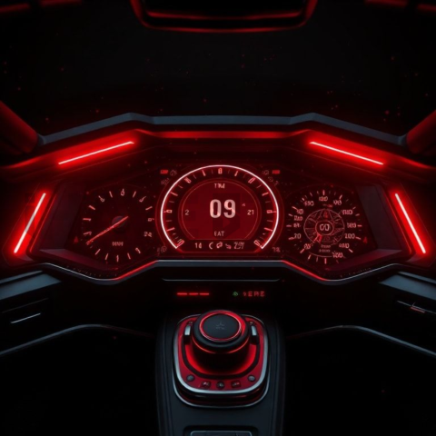 3D Holographic Dashboard Widget Red Glow 2025 – 8K Minimal Black UI Mockup