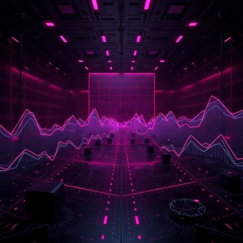Black Futuristic Analytics Graph Magenta Glow 2025 – 8K Minimal Black UI Mockup