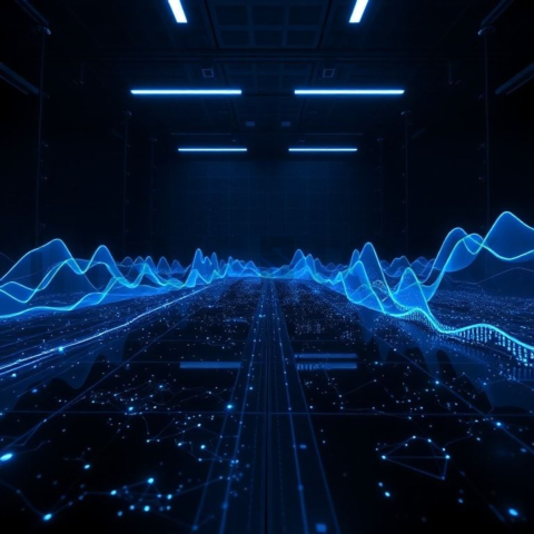 Black Futuristic Analytics Graph Blue Electric Glow 2025 – 8K Minimal Black UI Mockup