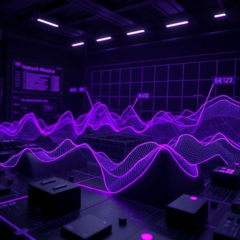 Black Futuristic Analytics Graph Purple Glow 2025 – 8K Minimal Black UI Mockup