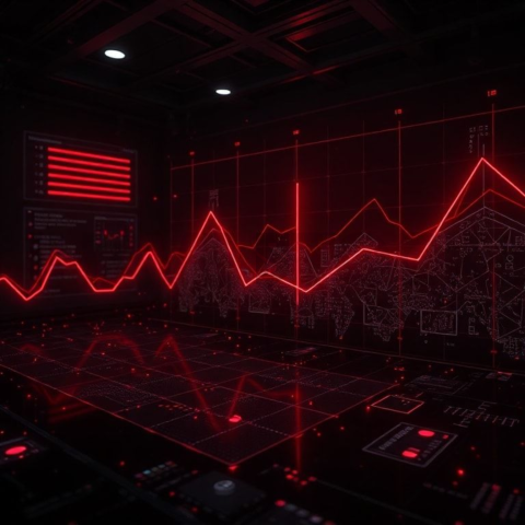 Black Futuristic Analytics Graph Red Glow 2025 – 8K Minimal Black UI Mockup