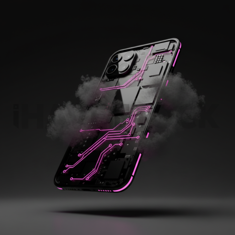 Black Void Smartphone Render Magenta Glow 2025 – 8K Minimal Black UI Mockup