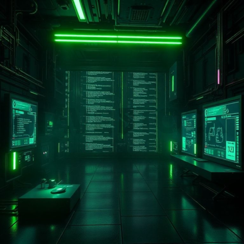 Cyberpunk Dark Terminal Code Mockup Green Neon Glow 2025 – 8K Minimal Black UI Mockup
