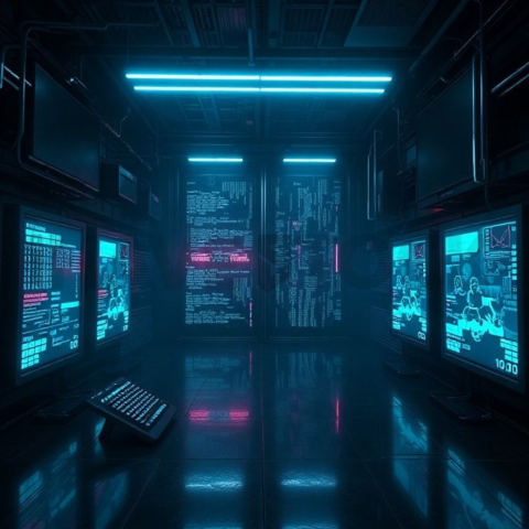 Cyberpunk Dark Terminal Code Mockup Cyan Glow 2025 – 8K Minimal Black UI Mockup