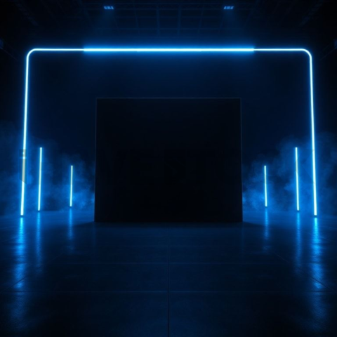 Dark Testimonial Ui Block Blue Electric Glow 2025 – 8K Minimal Black UI Mockup