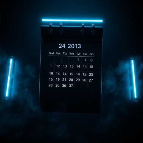 Dark Mode Calendar Ui Mockup Cyan Glow 2025 – 8K Minimal Black UI Mockup