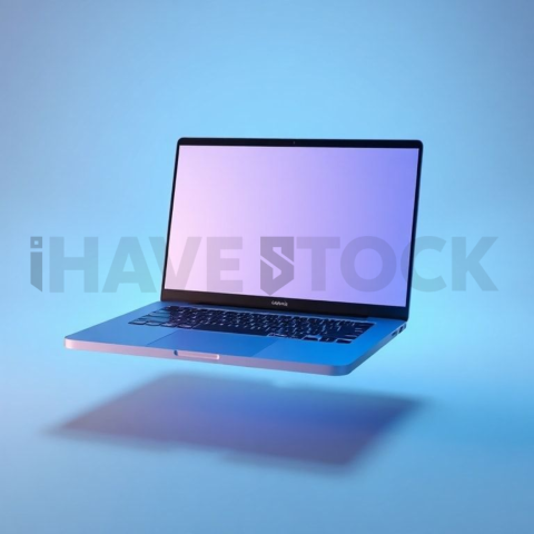 Generic Laptop Mockup Neon Cyan Accent Glow series 347