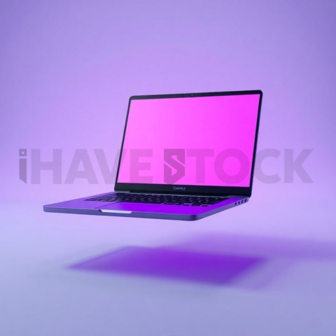 Generic Laptop Mockup Neon Purple Soft Glow series 122