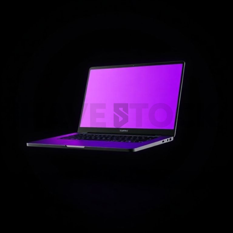 Generic Laptop Mockup Neon Purple Soft Glow series 82