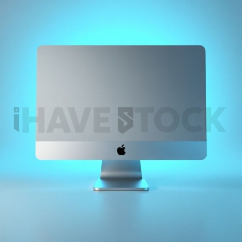 IMac 27 inch Mockup Neon Cyan Accent Glow series 427
