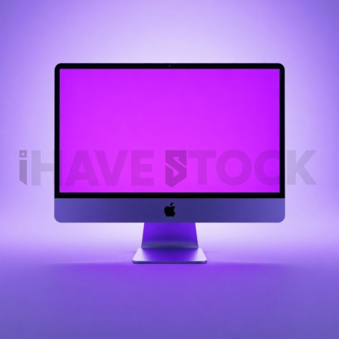 IMac 27 inch Mockup Neon Purple Soft Glow series 155