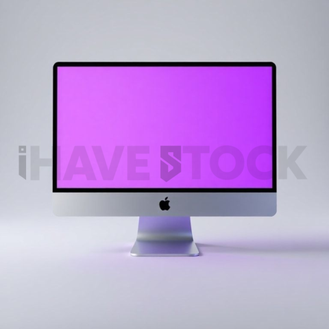 IMac 27 inch Mockup Neon Purple Soft Glow series 94