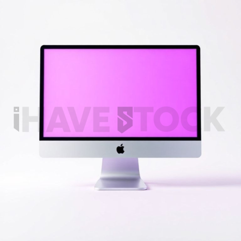 IMac 27 inch Mockup Neon Purple Soft Glow series 364