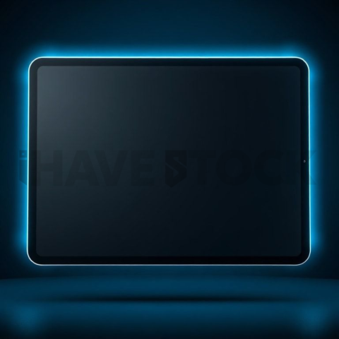 IPad Pro 13 inch Mockup Neon Cyan Accent Glow series 430