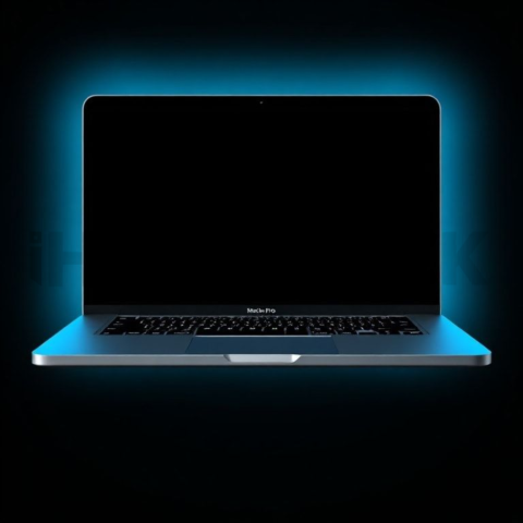 MacBook Pro 16 inch Mockup Neon Cyan Accent Glow series 90
