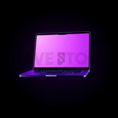 MacBook Pro 16 inch Mockup Neon Purple Soft Glow series 81