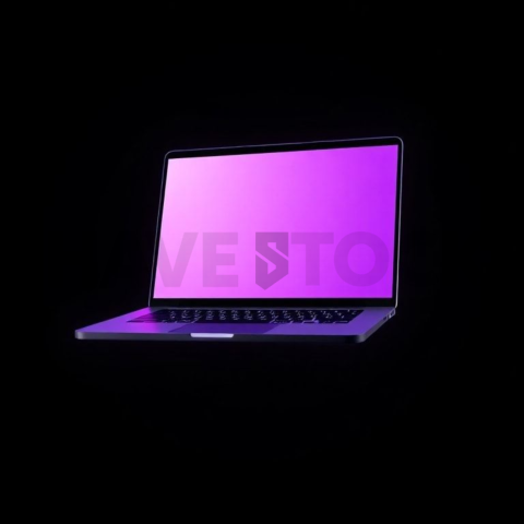 MacBook Pro 16 inch Mockup Neon Purple Soft Glow series 243