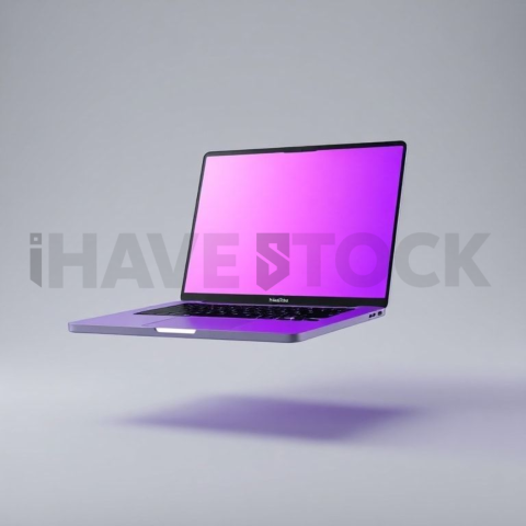 MacBook Pro 16 inch Mockup Neon Purple Soft Glow series 368