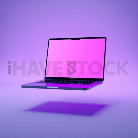 MacBook Pro 16 inch Mockup Neon Purple Soft Glow series 372