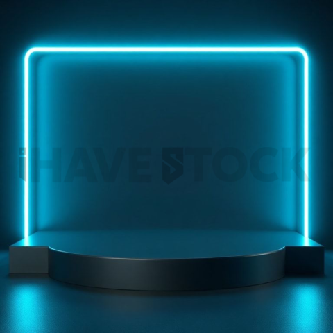Studio Display Mockup Neon Cyan Accent Glow series 65