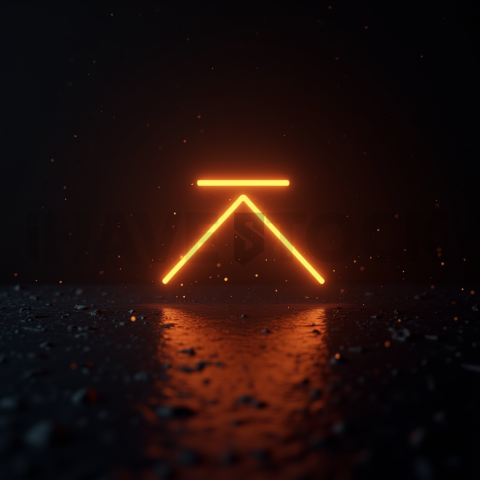 Neon Arrow Directional Icon Amber Glow 2025 – 8K Minimal Black UI Mockup MKT GLS 0319